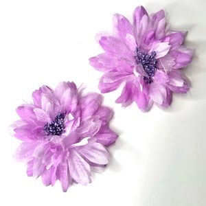 Purple Flower Hair Clips, Bands, or Pins (Set of 2)